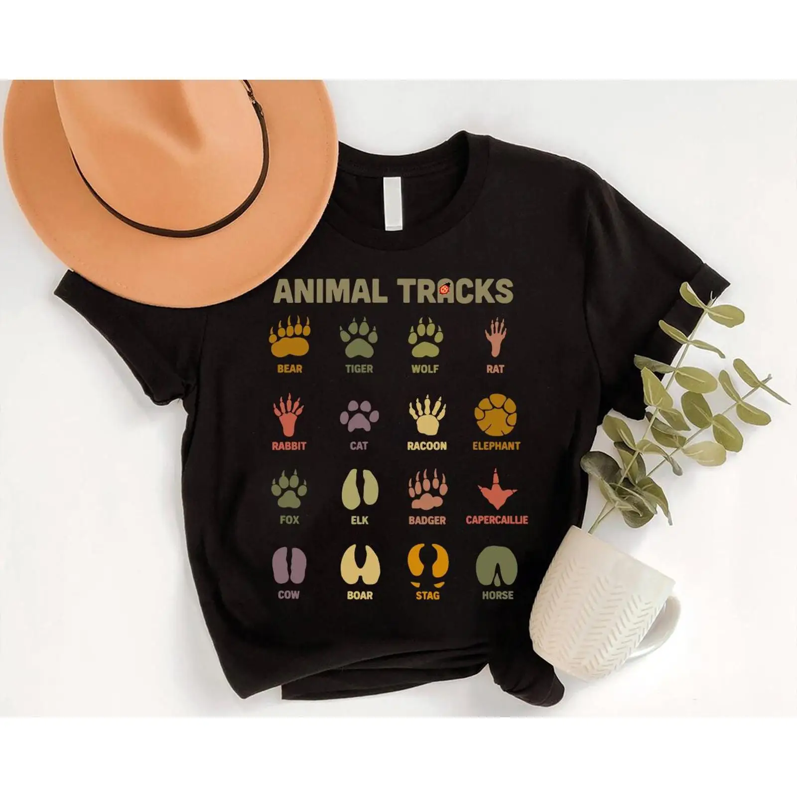 Outdoor Hunting Guide - Camiseta Guia de Pegadas de Animais,