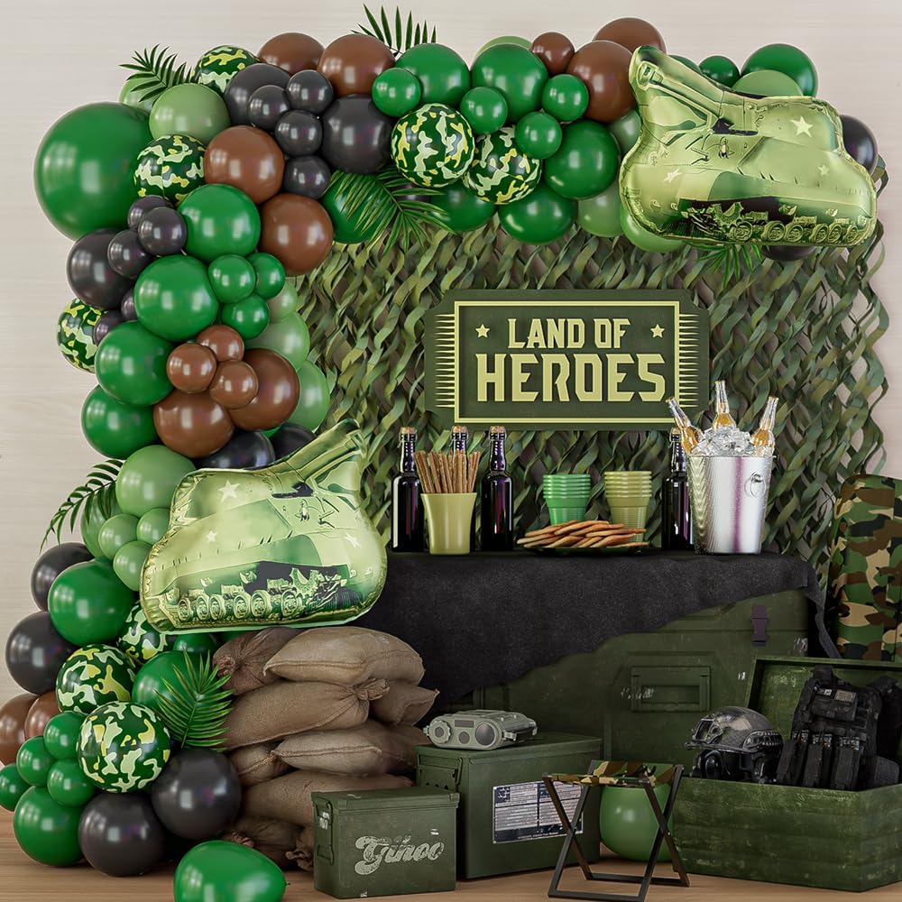 Hunting And Camping In Jungle - Verde Camuflagem Balão Garland Kit, Camo